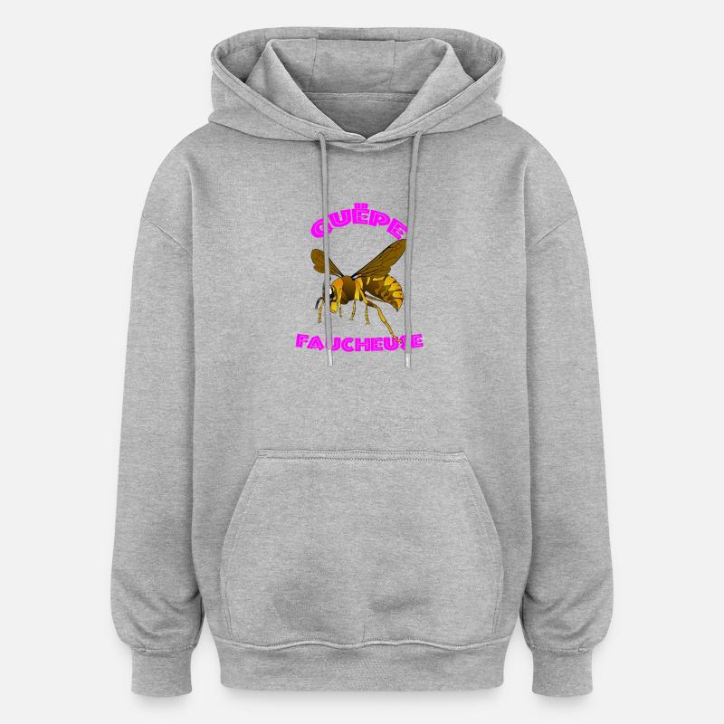 Vector Reaper Wespe – Rosa Bogendesign - Oversized Unisex Hoodie - Grau meliert