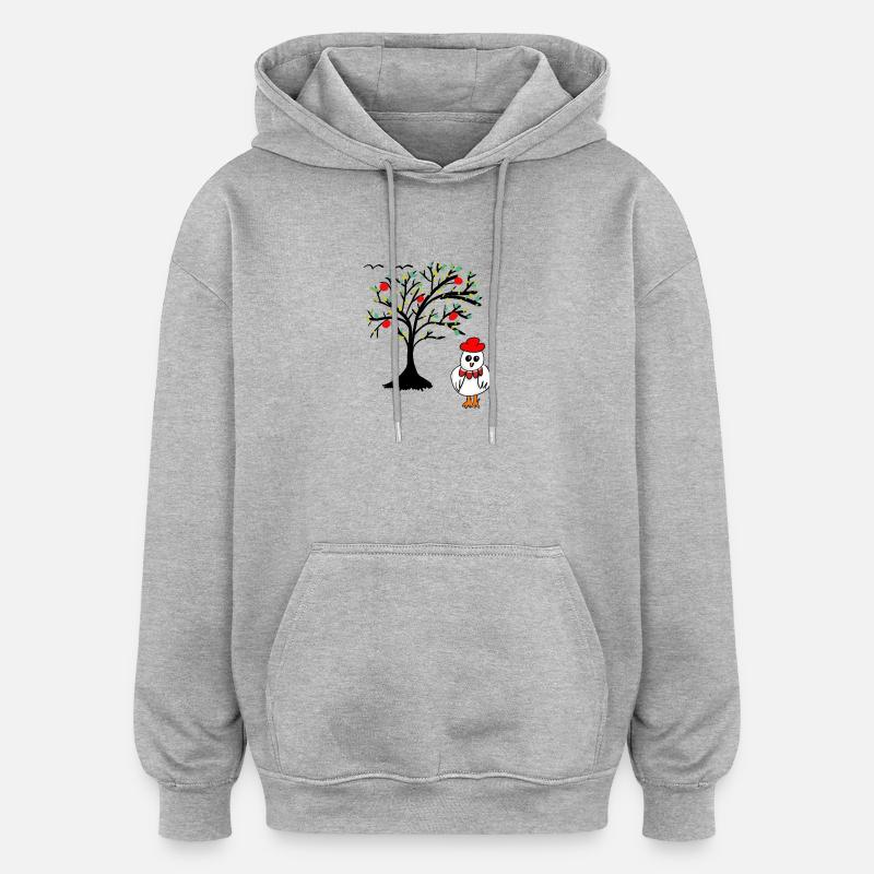 Apple Tree Chicken Hen Chickens Tree - Oversized Unisex Hoodie - heather grey