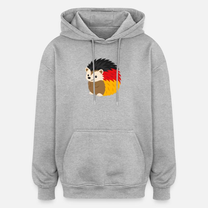 Rainbow Hedgehog Design - Oversized Unisex Hoodie - heather grey