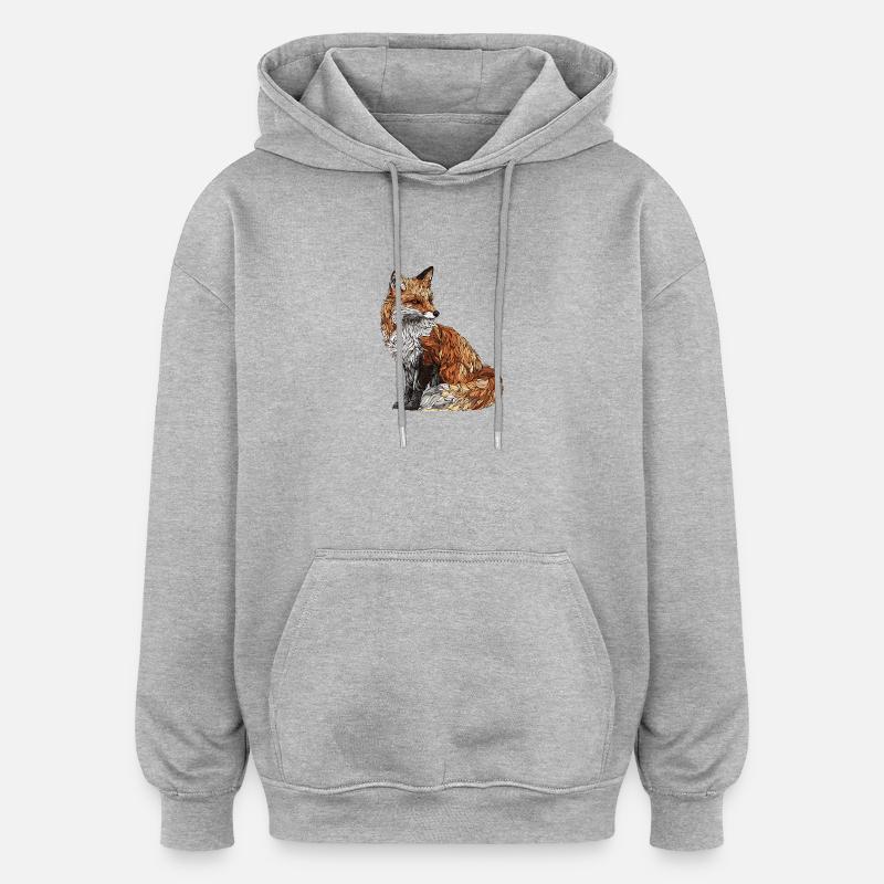 Fuchs - Oversized Unisex Hoodie - Grau meliert