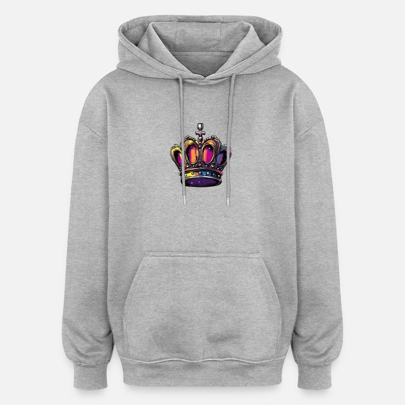 Couronne - Sweat à capuche oversize unisexe - gris chiné