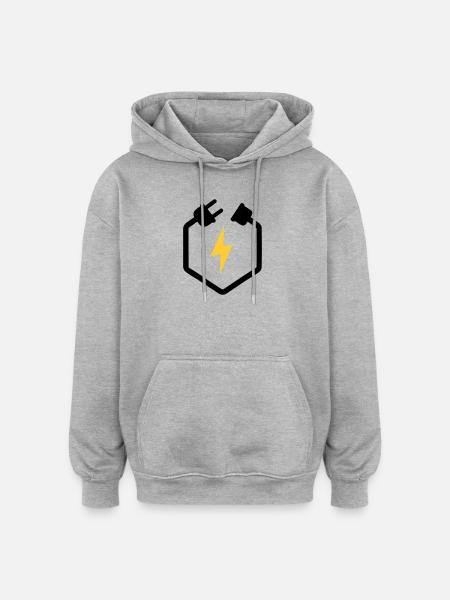 Electrician Plug Power Lightning Logo - Oversized Unisex Hoodie - heather grey