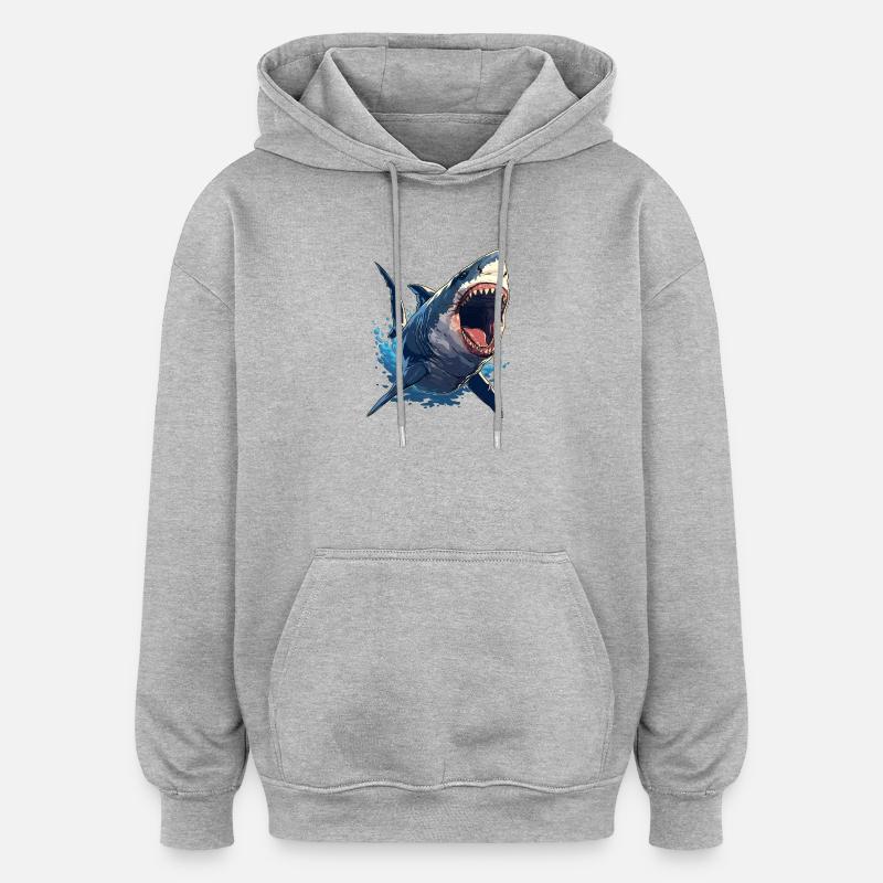 Requins Requin - Sweat à capuche oversize unisexe - gris chiné