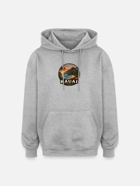 Kauai Hawaii Island Volcano Beach Vacation - Oversized Unisex Hoodie - heather grey