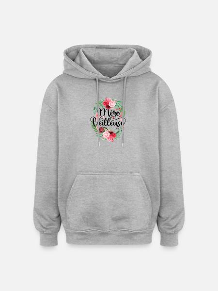 Mère Veilleuse Merveilleuse Fête Des Mères - Sweat à capuche oversize unisexe - gris chiné