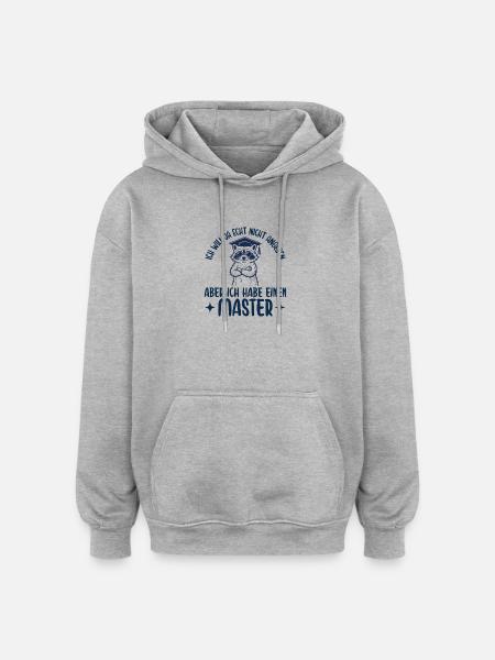 Mastertitel Will ja nicht angeben Abschluss - Oversized Unisex Hoodie - Grau meliert