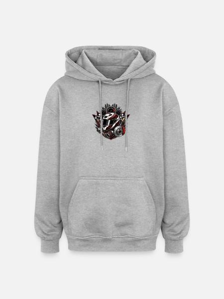 Racing helmet with gauges detail - Oversized Unisex Hoodie - heather grey