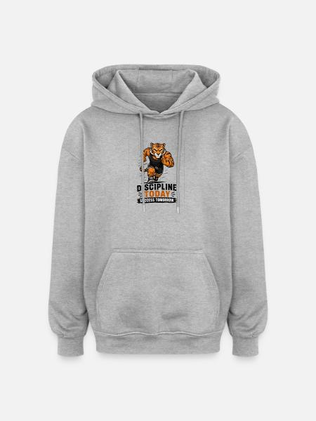 Discipline today succes tomorrow - Oversized Unisex Hoodie - heather grey