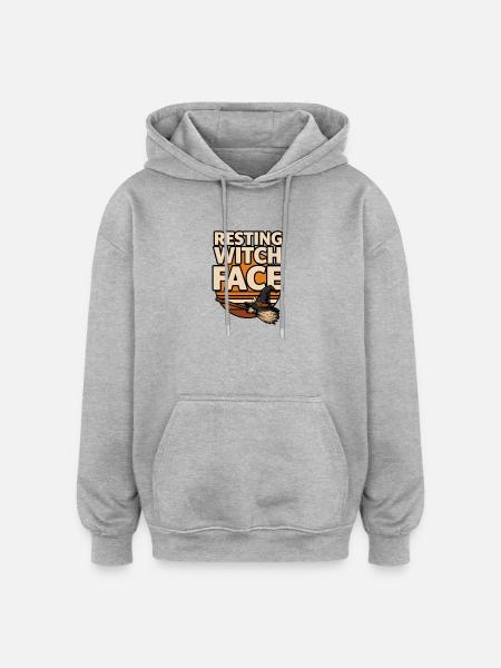 Hexen-Halloween – Resting Witch Face - Oversized Unisex Hoodie - Grau meliert