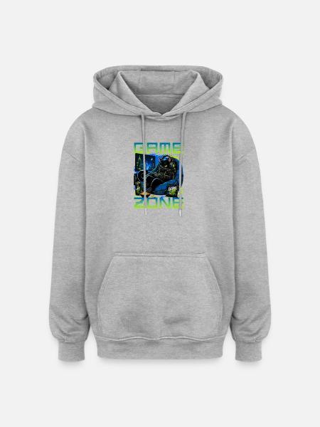 Gamer Gaming Cat Video Game - Oversized Unisex Hoodie - heather grey