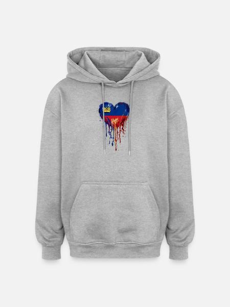 Liechtenstein Venezuela Flag Heart Drop Art - Oversized Unisex Hoodie - heather grey