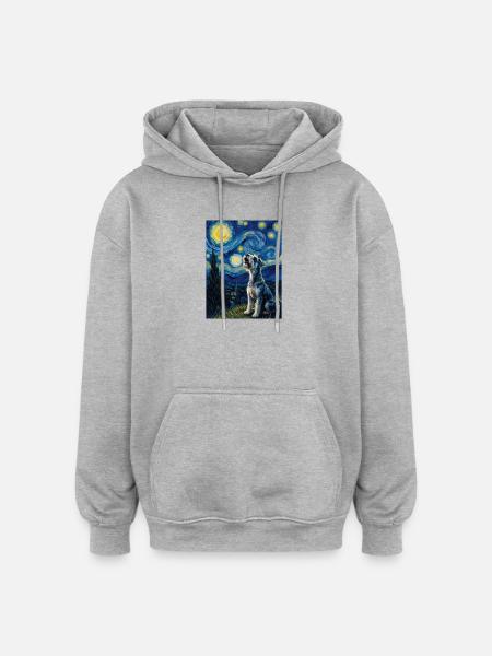 Sternennacht-Schnauzer-Kunstparodie-Porträt - Oversized Unisex Hoodie - Grau meliert