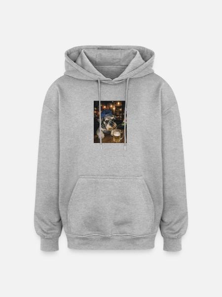 Durstiger Schnauzer, Bierliebhaber, Hundehumor - Oversized Unisex Hoodie - Grau meliert
