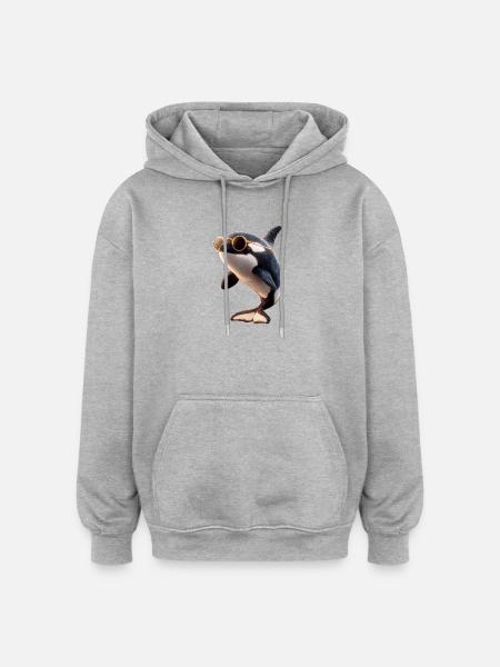 Orques Animaux marins - Sweat à capuche oversize unisexe - gris chiné