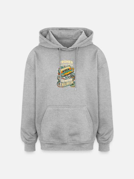 Retro Kassette Früher war alles besser - Oversized Unisex Hoodie - Grau meliert