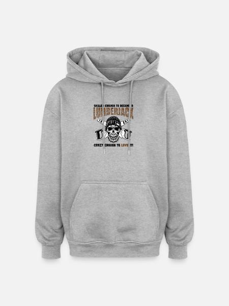 Lumberjack Skull Saws - Oversized Unisex Hoodie - heather grey