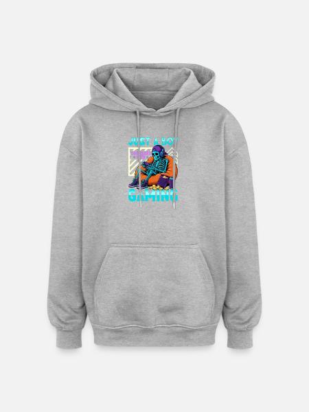 Jeu de Skeleton Gaming Halloween - Sweat à capuche oversize unisexe - gris chiné