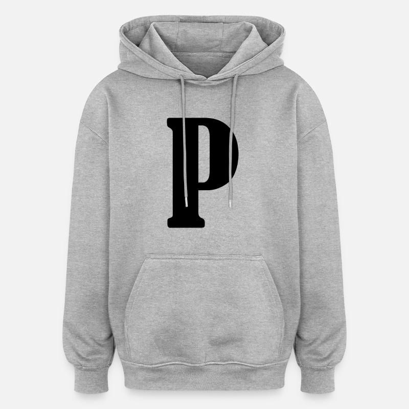 P - Sweat à capuche oversize unisexe - gris chiné