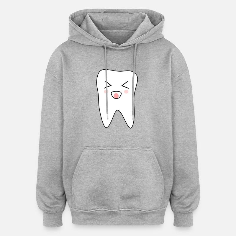 Dent, dents, dentiste - Sweat à capuche oversize unisexe - gris chiné