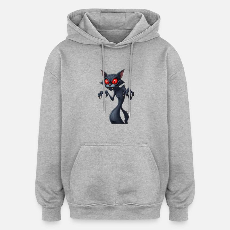 Chat effrayant - Sweat à capuche oversize unisexe - gris chiné