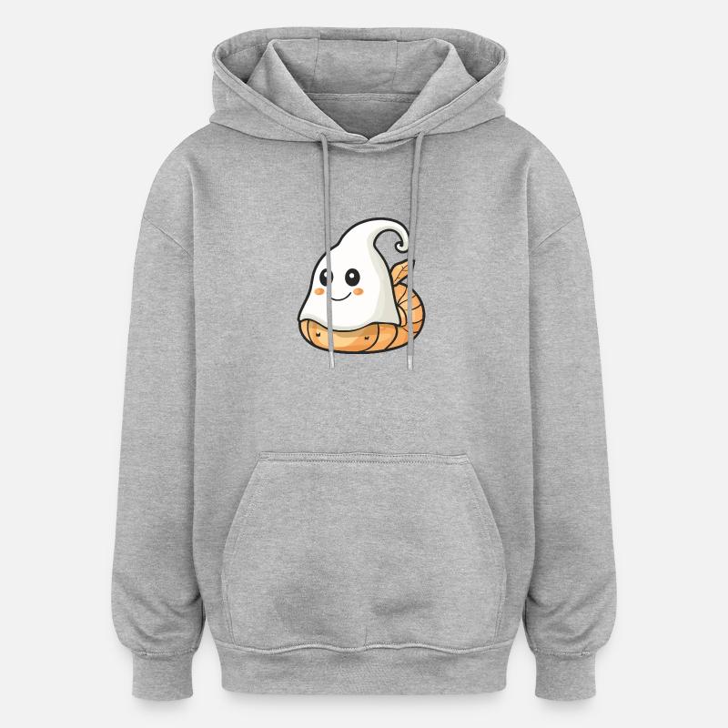 Snail Halloween Comic Ghost - Oversized Unisex Hoodie - heather grey