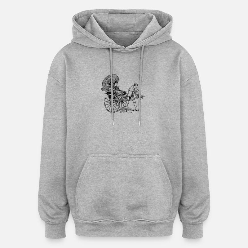 pousse-pousse - Sweat à capuche oversize unisexe - gris chiné