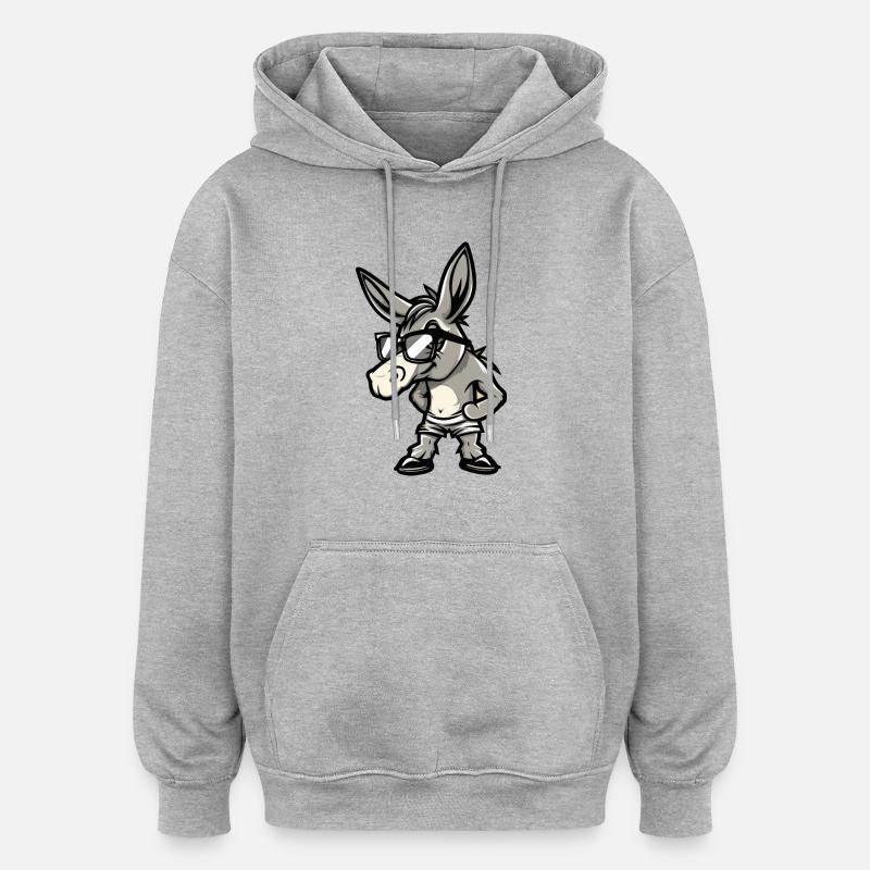 Esel Comic Cool - Oversized Unisex Hoodie - Grau meliert