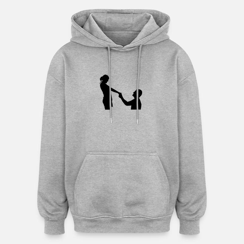 proposition de mariage - Sweat à capuche oversize unisexe - gris chiné