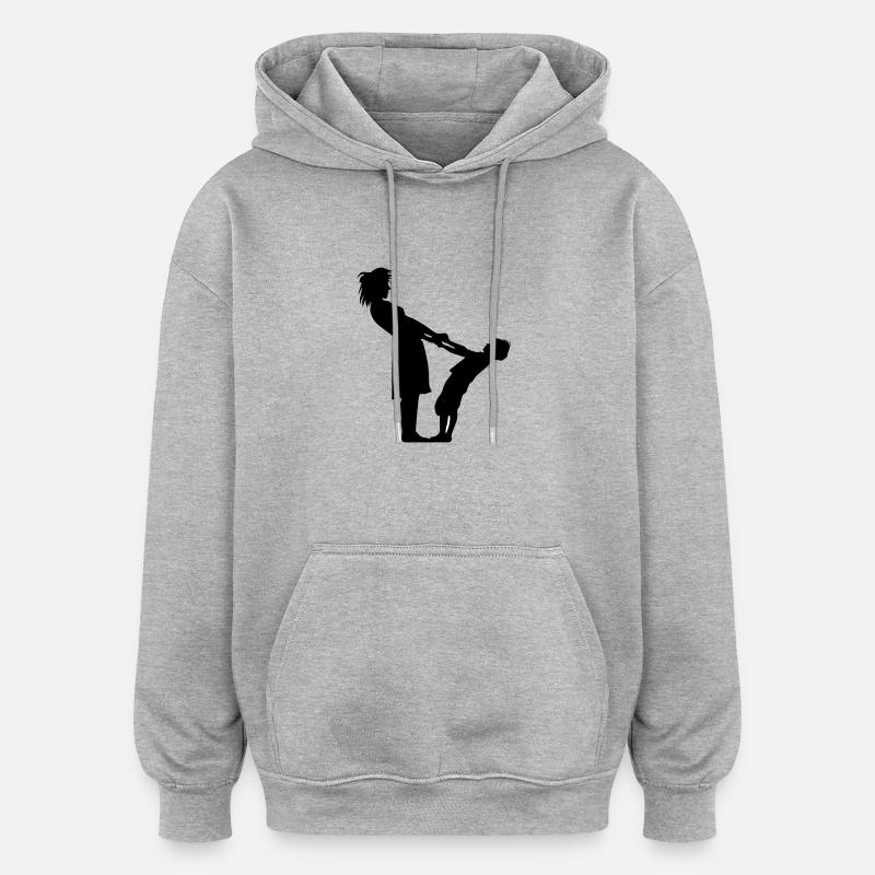 Mère et enfant - Sweat à capuche oversize unisexe - gris chiné