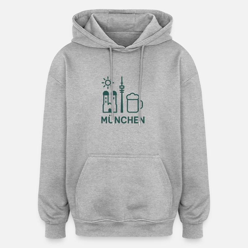 Munich - Sweat à capuche oversize unisexe - gris chiné