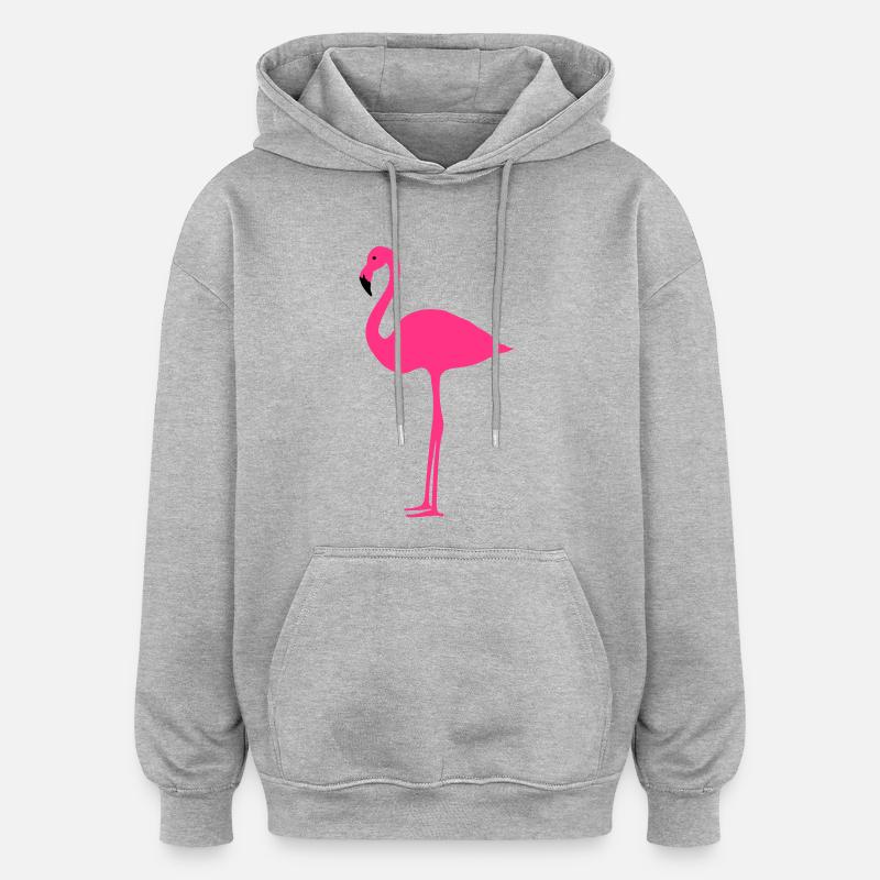 Flamant - Sweat à capuche oversize unisexe - gris chiné