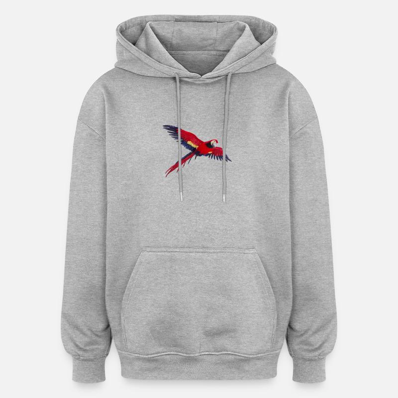 perroquet perroquet oiseau vogel1 - Sweat à capuche oversize unisexe - gris chiné