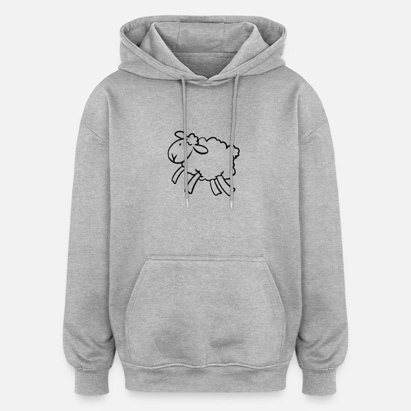 mouton - Sweat à capuche oversize unisexe - gris chiné
