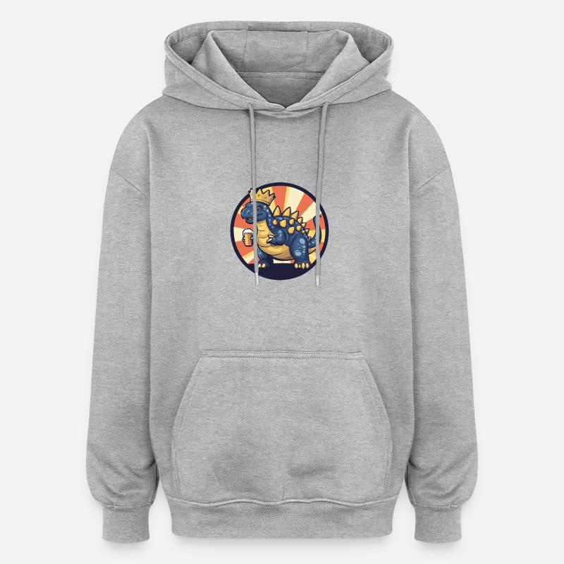 Dinosaurier stegosaurus Bier - Oversized Unisex Hoodie - Grau meliert