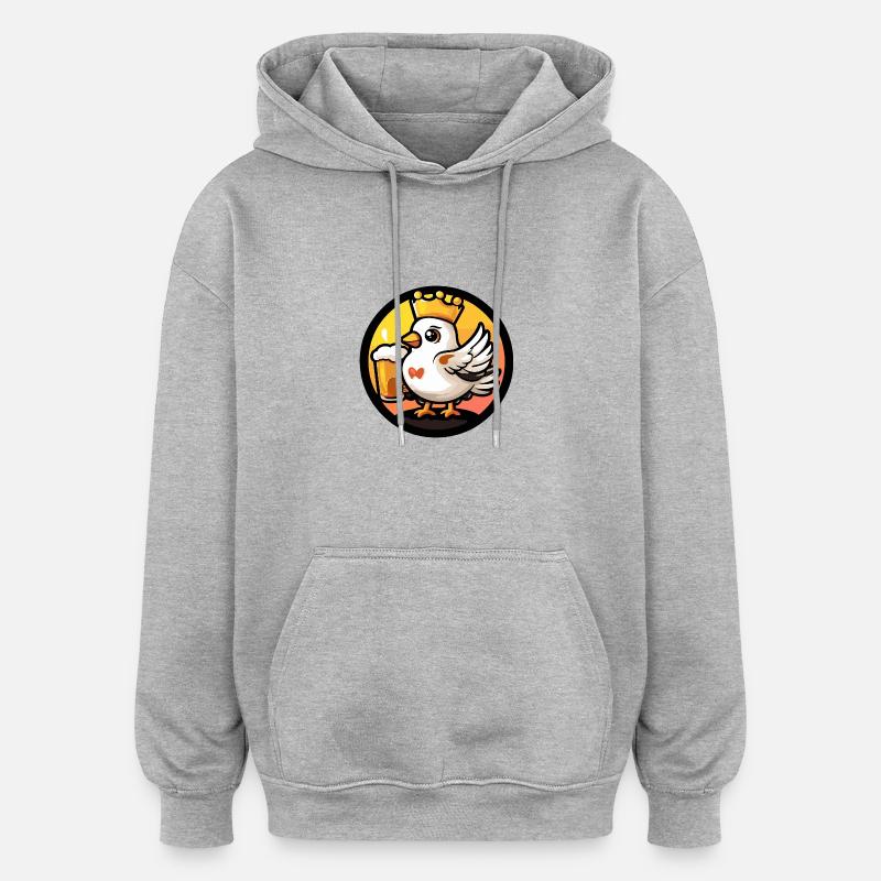 Bière Pigeon Bird - Sweat à capuche oversize unisexe - gris chiné