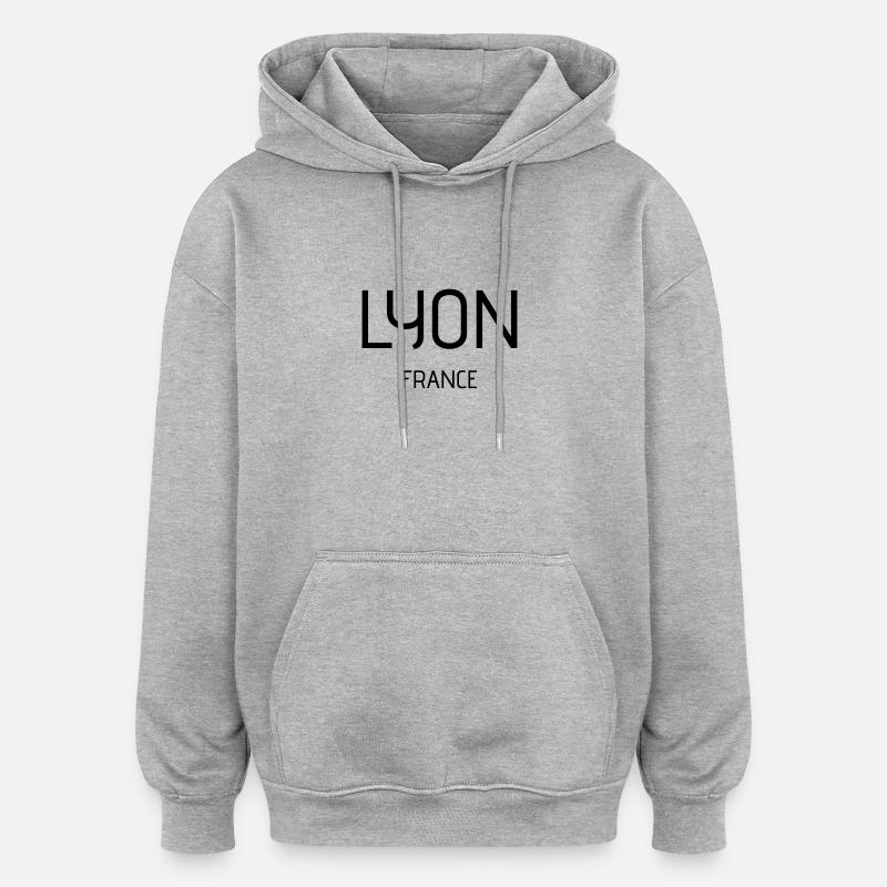 Lyon - Sweat à capuche oversize unisexe - gris chiné