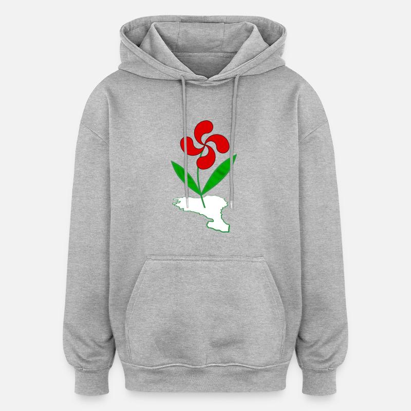 fleur basque - Sweat à capuche oversize unisexe - gris chiné