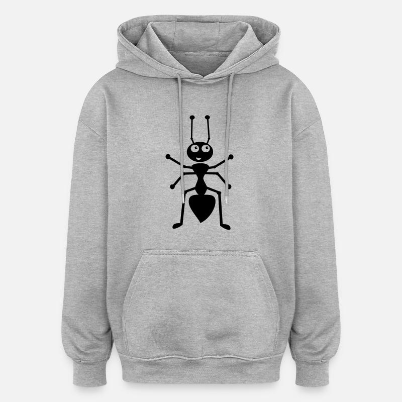 fourmi - Sweat à capuche oversize unisexe - gris chiné