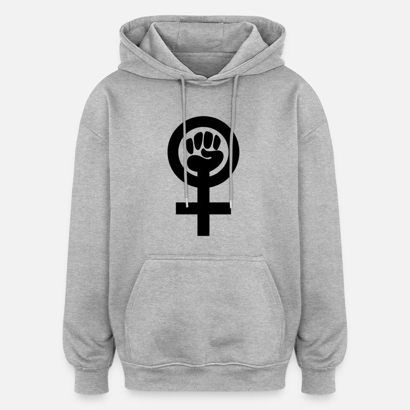 Féminisme Symbole - Sweat à capuche oversize unisexe - gris chiné
