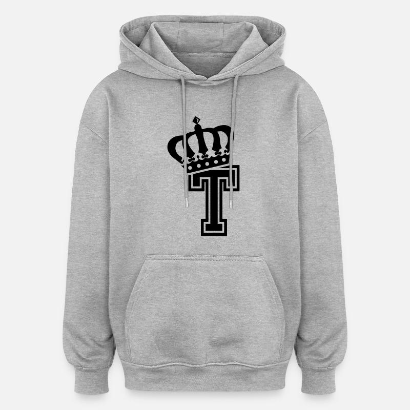 Buchstabe T - Oversized Unisex Hoodie - Grau meliert