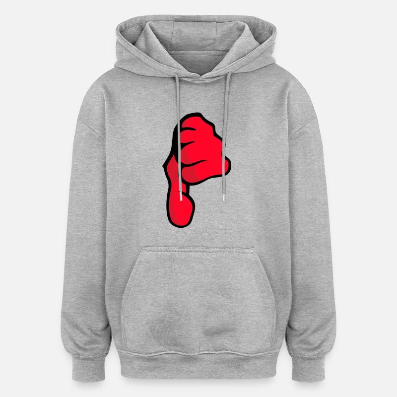 pouces vers le bas - Sweat à capuche oversize unisexe - gris chiné