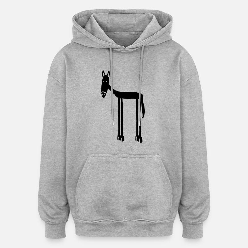 Pferd - Oversized Unisex Hoodie - Grau meliert