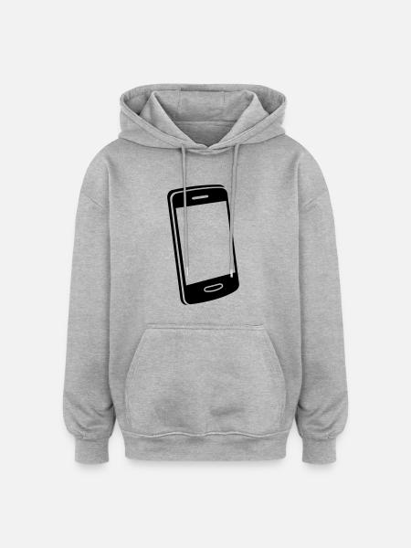 Handy Motiv - Oversized Unisex Hoodie - Grau meliert