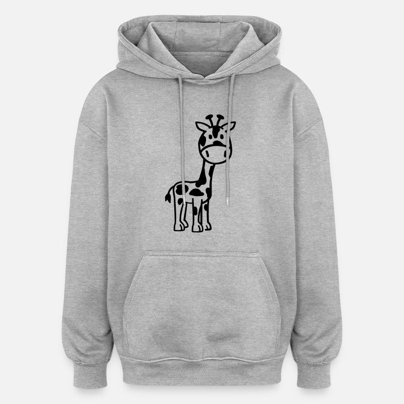 Girafe - Sweat à capuche oversize unisexe - gris chiné
