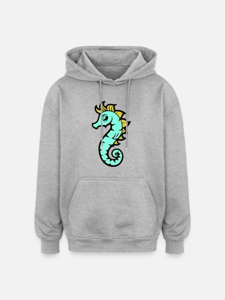 seepferd seepferdchen comic - Oversized Unisex Hoodie - Grau meliert