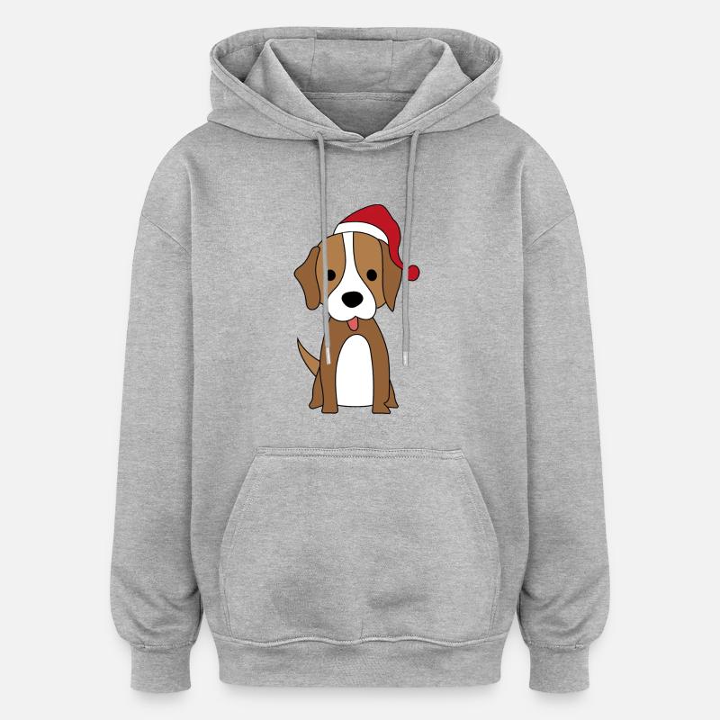 Les chiens et Noël - Sweat à capuche oversize unisexe - gris chiné