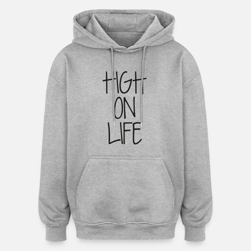 Plein de vie - Sweat à capuche oversize unisexe - gris chiné