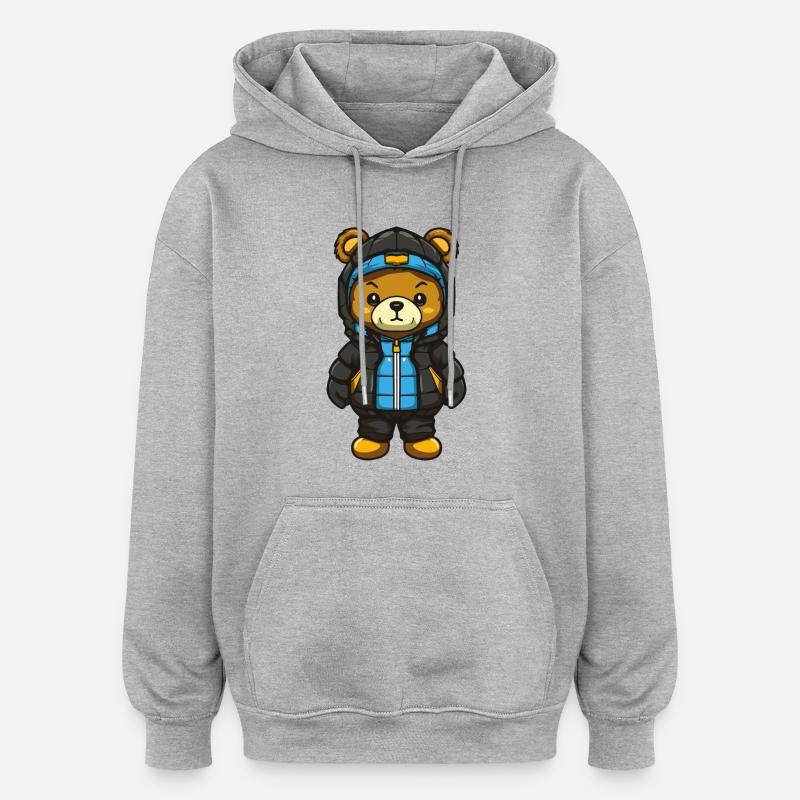 bär comic - Oversized Unisex Hoodie - Grau meliert