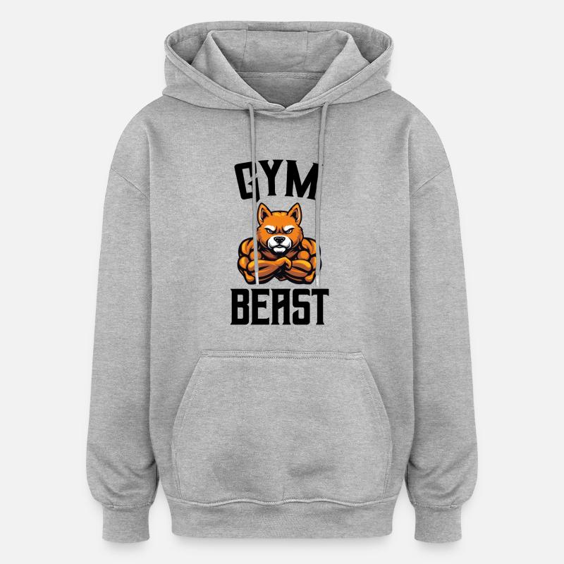 Chien Gym Bête - Sweat à capuche oversize unisexe - gris chiné