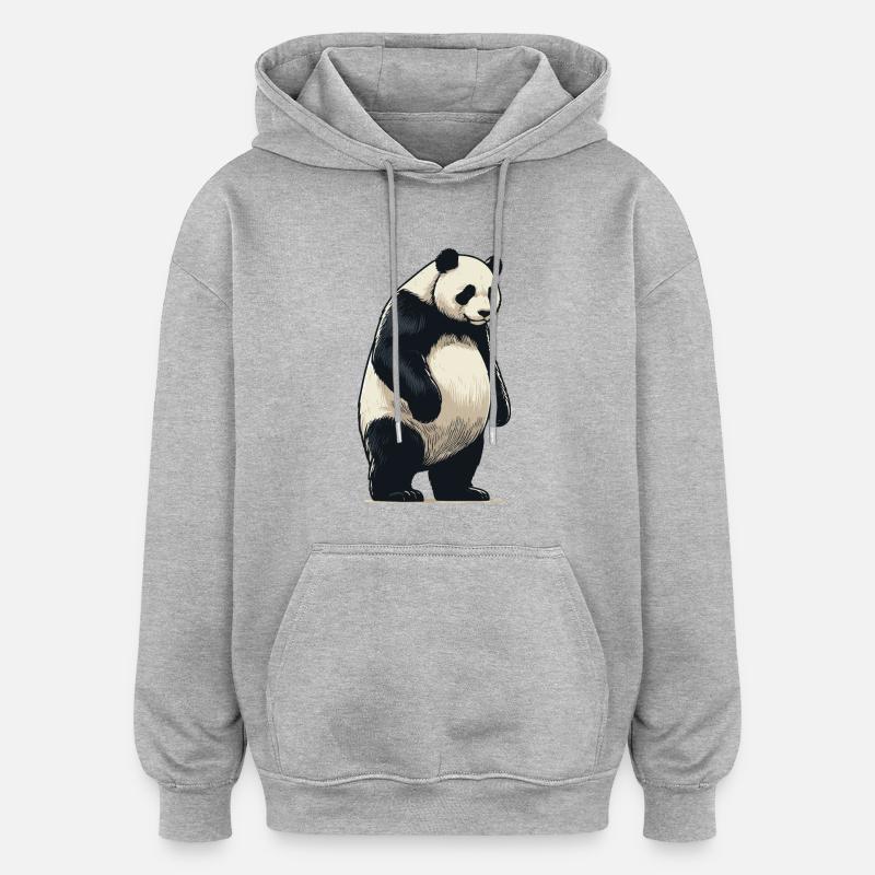 Panda - Sweat à capuche oversize unisexe - gris chiné